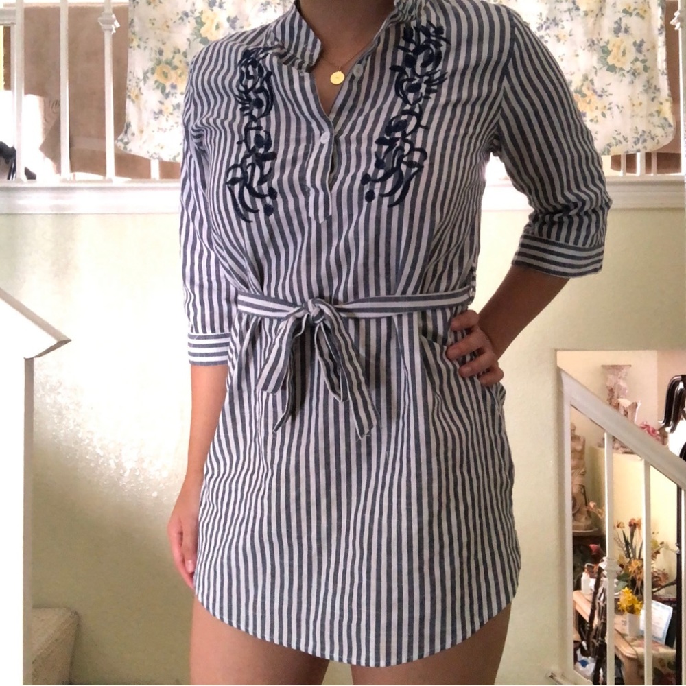 Collared Pinstripe Dress